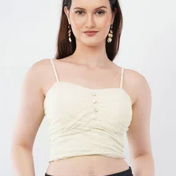 Deshi Girl Self Design Shoulder Straps Ruched Net Crop Top-picture-6