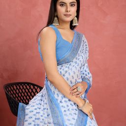 Jevi Prints Floral Printed Pure Cotton Saree-image-81