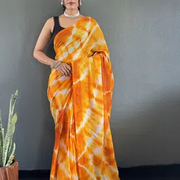 HERE&NOW Tie and Dye Pure Georgette Ready to Wear Saree-52