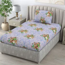 BOMBAY DYEING Lavender Floral 104 TC Cotton Single Bedsheet with 1 Pillow Covers 1 x 2mt-image-63