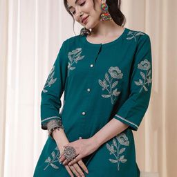 Uparna Women Green Cotton Kurtas-picture-12