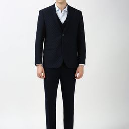 Peter England Elite Printed Slim-Fit Single-Breasted Three-Piece Formal Suit-image-3