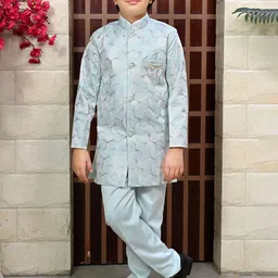 BT DEZINES Boys Floral Embroidered Sequined Sherwani Set-image-75