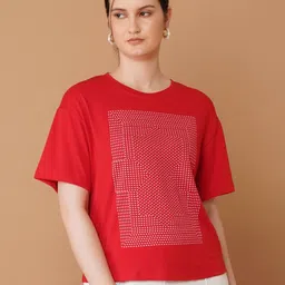 Chemistry Women Geometric Printed Round Neck Cotton T-shirt-picture-30