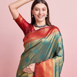 Shreyansh creation Ethnic Motifs Woven Design Zari Banarasi Saree-picture-8