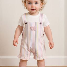 Teri Beri Kids Striped Dungaree With T-Shirt-picture-46