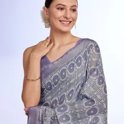 Mitera Floral Printed Zari Saree-image-43