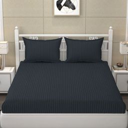 BELVOSTUM Lavender Striped 250 TC King Bedsheet with 2 Pillow Covers-image-29