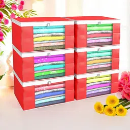 Kuber Industries Red Set of 6 Pieces Checked Drawer Organisers image 2