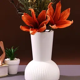 TAYHAA White Textured Ceramic Vase-10