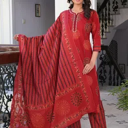 YASH GALLERY Women Printed Kurta with Trousers & With Dupatta-image-81