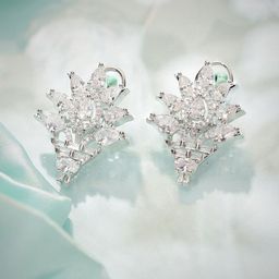Priyaasi Elegance Silver-Plated Blossom American Diamond Stone Studded Contemporary Studs-picture-38
