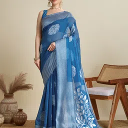Pandadi Saree Women Floral Printed Striped Sarees-picture-51