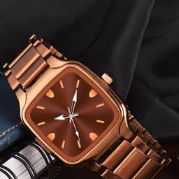 SZN Men Patterned Dial & Stainless Steel Straps Analogue Watch Thar BrownSZN-52