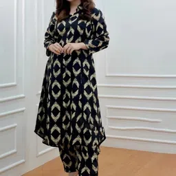 NAMA Women Geometric Printed A-Line Kurta with Trousers-picture-18