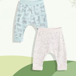 mothercare Unisex Kids Pack Of 2 Printed Pure Cotton Easy Wash Joggers Trousers-image-24