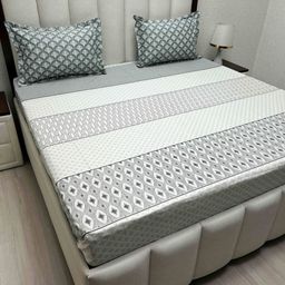 Pure Decor Lifestyle White Printed Pure Cotton 250 TC King Bedsheet Set2.74 m x 2.74 m-image-41