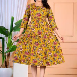 L.H HANDICRAFTS Floral Print Maternity Fit & Flare Midi Dress-picture-12