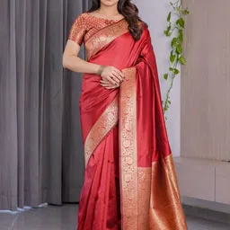ALMAARI FASHION Woven Design Zari Pure Silk Banarasi Saree-picture-1