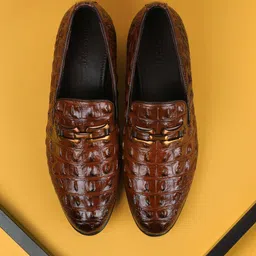 Mochi Men Woven Designed Leather Formal Slip-On Shoes-image-31