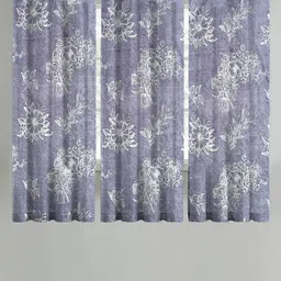 ANA Blue & White Set of 3 Floral Room Darkening Window Curtain-13