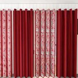 Galaxy Home Decor Maroon 4 Pieces Floral Door Curtain-53