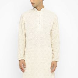 Devyom Men Printed Regular Thread Work Kurta with Pyjamas image 2