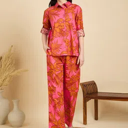 ZUMMER Printed Pure Cotton Shirt With Trousers Co-Ords-45