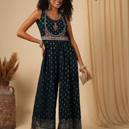 Globus Women Printed Basic Jumpsuit with Embroidered-4