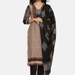 RAJMANDIRFABRICS Women Printed Regular Thread Work Pure Cotton Kurta with Trousers & With Dupatta-picture-4