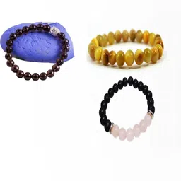 Divine souvenirs Unisex Set Of 3 Artificial Beaded Elasticated Bracelets-11