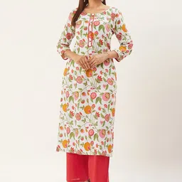 Anouk Women Floral Printed Regular Pure Cotton Kurta with Palazzos-image-82