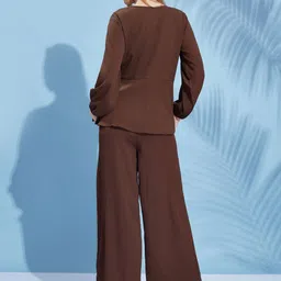 all about you Textured Tie-Up Peplum Top With Trouser image 4