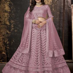 Cute fellow Embroidered Thread Work Semi-Stitched Lehenga & Unstitched Blouse With Dupatta-image-80