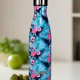 Smily Kiddos Blue & Pink Single Stainless Steel Printed Double Wall Vacuum Water Bottle-13