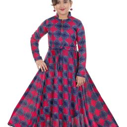 VISHESTA Kids-Girls Red Georgette Printed Dress-image-23