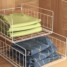 Arhat Organizers White Multi-Utility 2-Tier Wardrobe Stackable Organisers-36