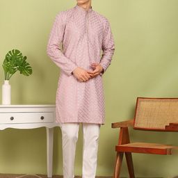 FUBAR Ethnic Motifs Embroidered Thread Work Straight Kurta With Pyjamas-picture-4
