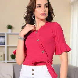 ZEUGEN Women Solid Bell Sleeve Top-36