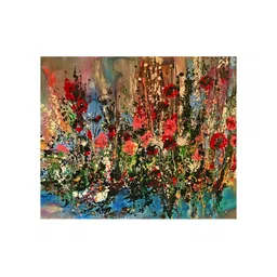 Inephos Blue & Red Floral and Botanical Canvas Wall Art-picture-56