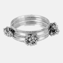 ATIBELLE Set Of 7 Sliver Plated Textured Bangles image 3