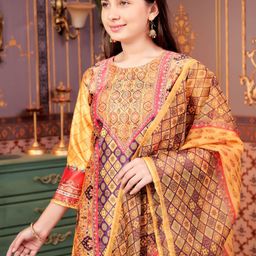 Aarika Girls Printed Regular Kurta with Trousers & With Dupatta image 4