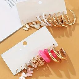 GOLDIWALA Set of 10 Gold-Plated Korean Half Hoop Earrings-15