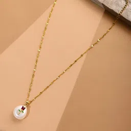Ruby Raang Gold Plated Crystals Studded Necklace Pendant With Chain-9