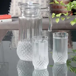 ceradeco Textured Glass (Set of 7) Water Jug with Glass-picture-3
