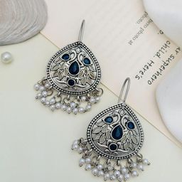 ABDESIGNS Silver-Plated Classic Oxidised Drop Earrings-8