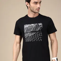 Roadster Abstract Printed Pure Cotton Round Neck T-Shirt-image-6