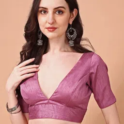 Tikhi Imli V-Neck Short Sleeves Saree Blouse-picture-36
