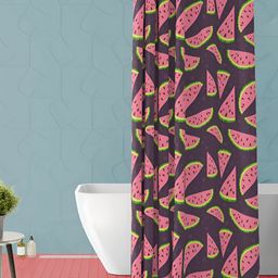 ArtzFolio Grey & Pink Printed Waterproof Shower Curtain-image-91