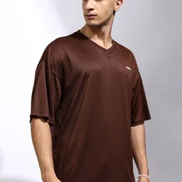 HIGHLANDER Men V-Neck Drop-Shoulder Sleeves Oversized T-shirt-image-43